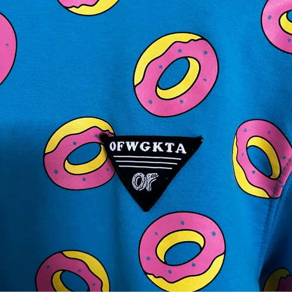Vintage Odd Future Tyler the Creator Donut All Over Blue Hoodie OFWGKTA - Picture 2 of 4